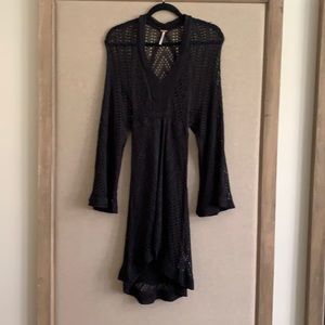 Free people rich black crochet dress high/low… needs a slip, one is not included